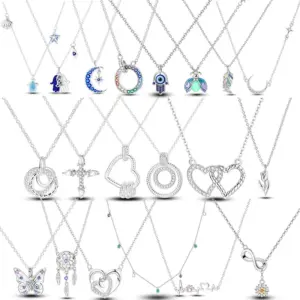 925 Sterling Silver Luminous Firefly Heart Shaped Zircon Pendant Necklace For Women Fashion Anniversary Birthday Jewelry Gifts