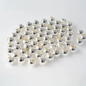 Solid 925 Sterling Silver Beads Seamless Round Spacer Loose Ball, Jewelry DIY Findings