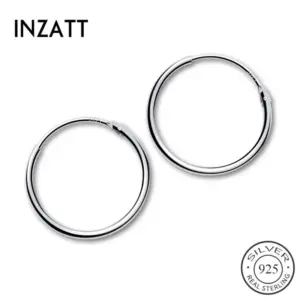 INZATT Real 925 Sterling Silve Geometric Round Hoop Earrings For Fashion Women Party Minimalist Fine Jewelry 2019 Accessories