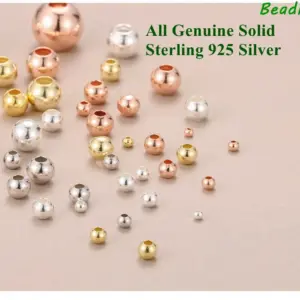 Wholesale 50pcs/pack Real Solid Sterling 925 Silver 2mm 3mm 4mm 5mm Round Beads for jewelry diy