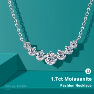 Moissanite Necklace for Woman Wedding Fine Jewely with Certificates 925 Sterling Sliver Plated 18k White Gold Necklace