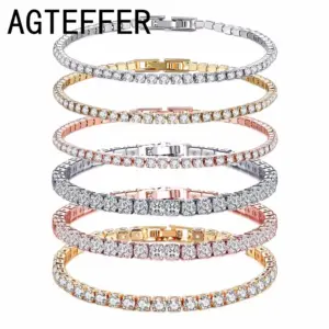 New 925 Sterling Silver Hip Hop Fashion Women's Tennis Bracelet Rose Gold Shining Cubic zirconia Bracelet Wedding Jewelry Gift